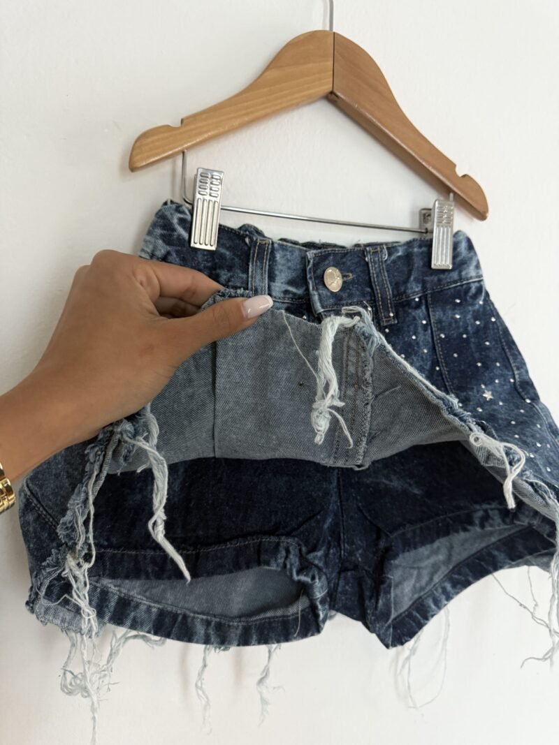 Short pollera tableada con strass