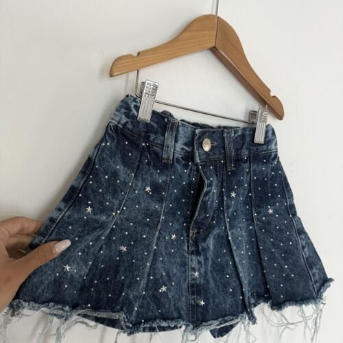Short pollera tableada con strass