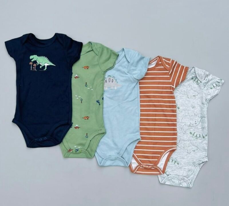 Bodys Importados pack dinosaurios x5