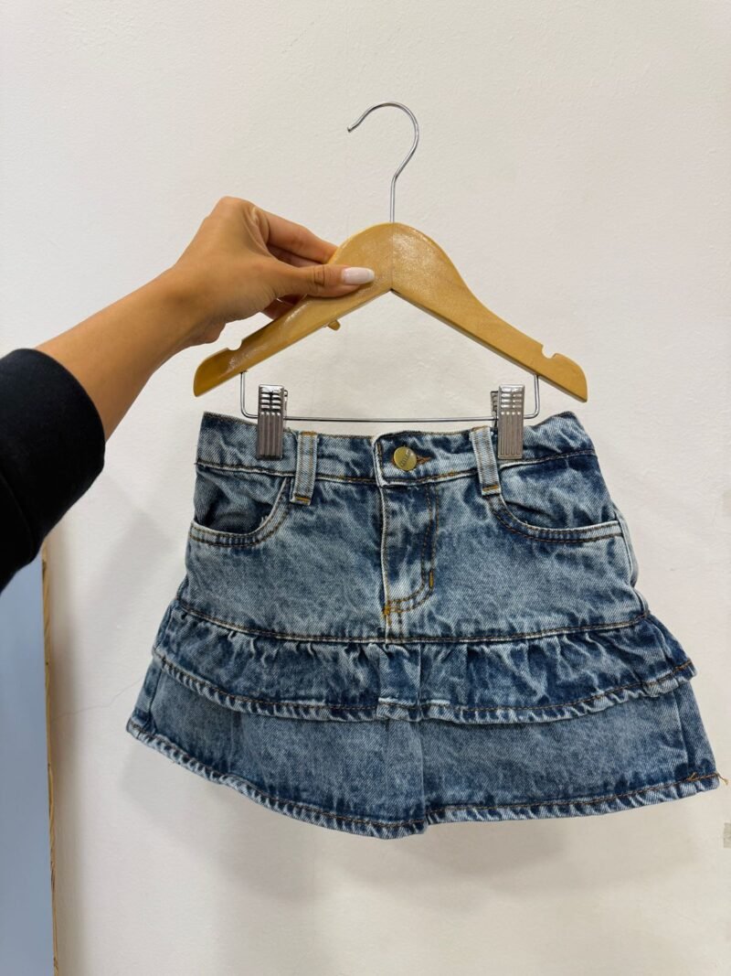 Pollera volado denim