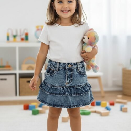 Pollera volado denim