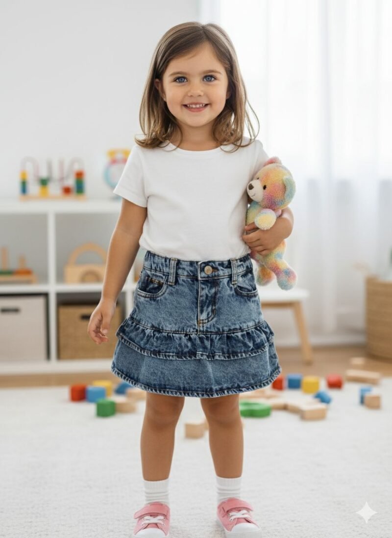 Pollera volado denim