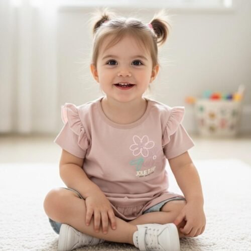 Remera algodón con volado FLORES JOLIE