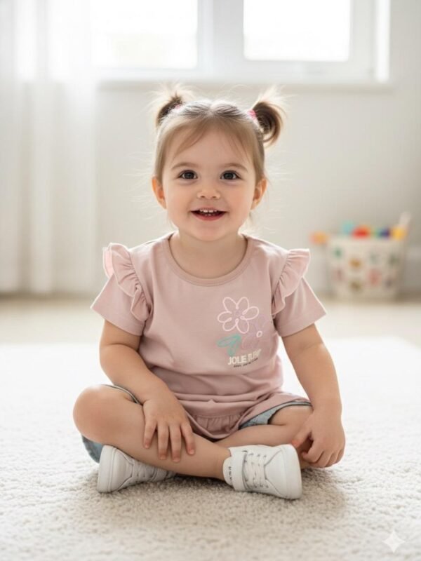 Remera algodón con volado FLORES JOLIE