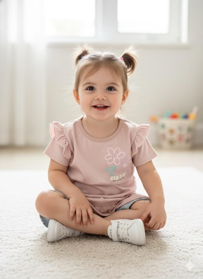 Remera algodón con volado FLORES JOLIE