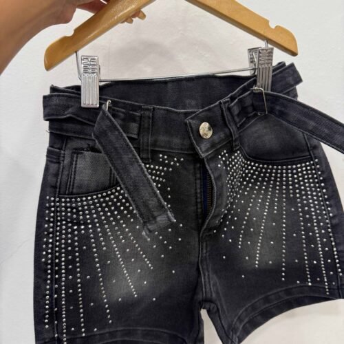 Short jean strass  con regulación