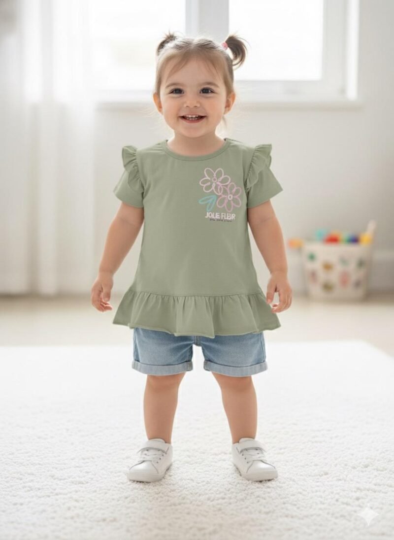 Remera algodón con volado FLORES JOLIE