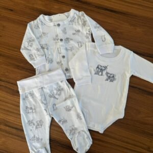 AJUAR 3 PIEZAS ELEFANTE (CAMPERA - BODY - RANITA)