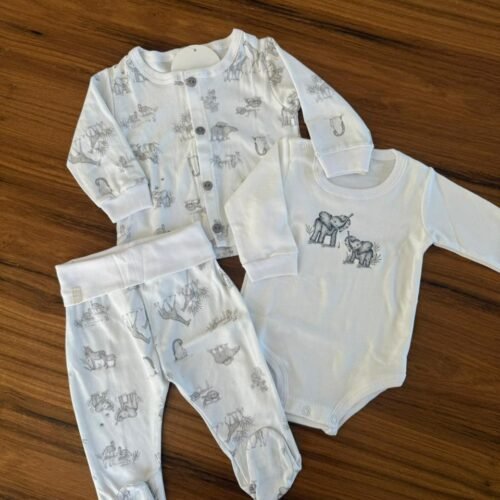1 AJUAR 3 PIEZAS ELEFANTE (CAMPERA - BODY - RANITA)
