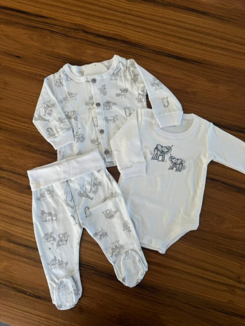 1 AJUAR 3 PIEZAS ELEFANTE (CAMPERA - BODY - RANITA)