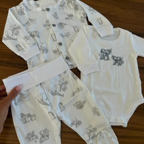 3 AJUAR 3 PIEZAS ELEFANTE (CAMPERA - BODY - RANITA)