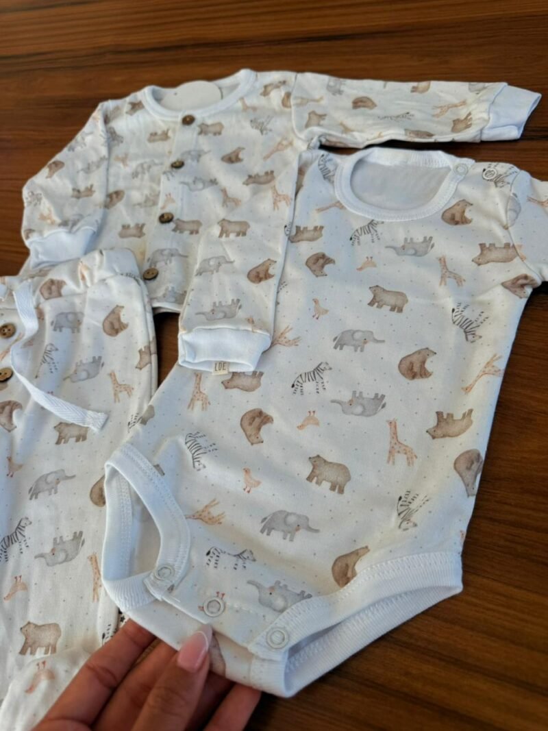 3 AJUAR PIMA 3 PIEZAS ESTAMPADO