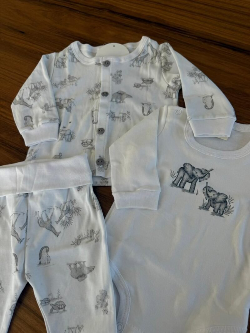 4 AJUAR 3 PIEZAS ELEFANTE (CAMPERA - BODY - RANITA)