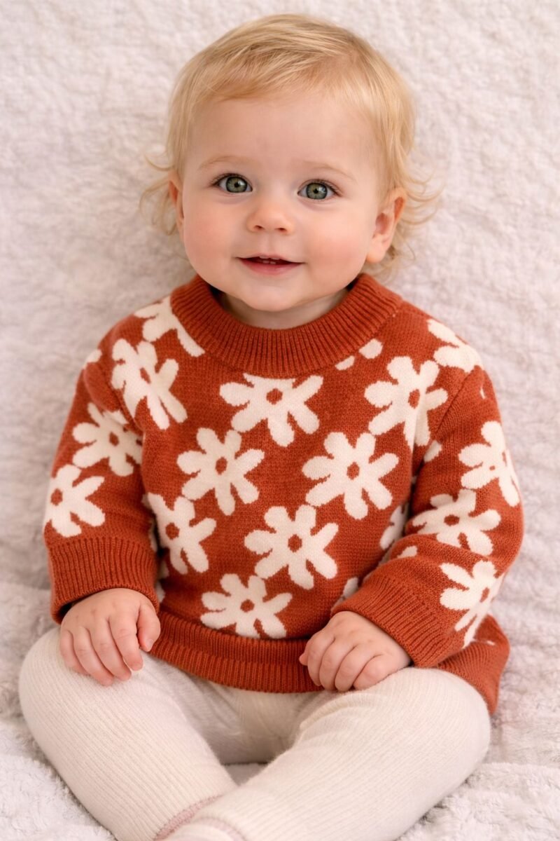 SWEATER IMPORTADO FLOR CUELLO REDONDO