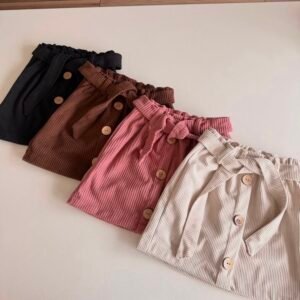 POLLERA CORDEROY CON LAZO Y BOTONES